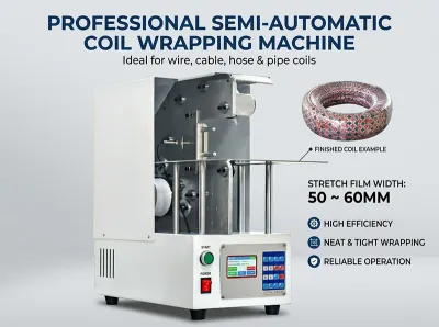 Máquina Semiautomática para Envolver y Empaquetar Cables WPM-120X - Máquina de Bobinado y Atado de Cables