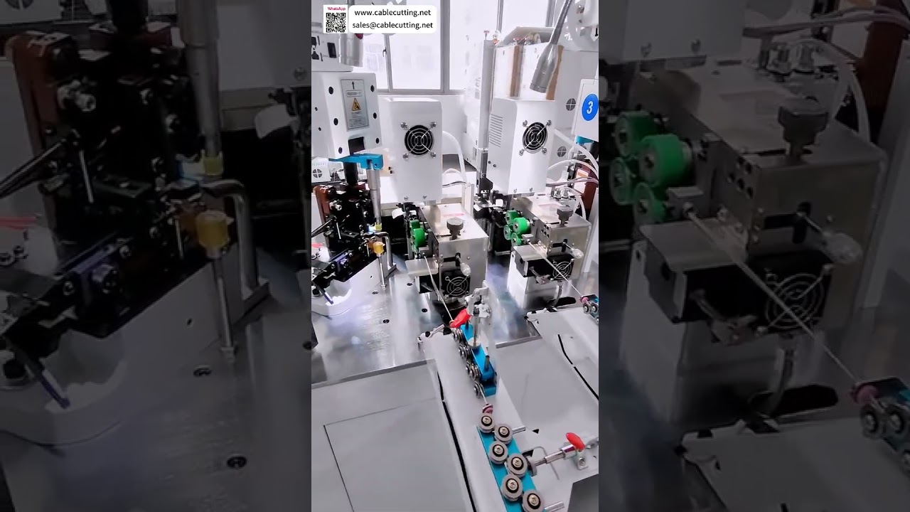 Máquina de crimpado de terminales de doble cabeza para empalme de cables dobles – Procesamiento de arneses automotrices de alta velocidad