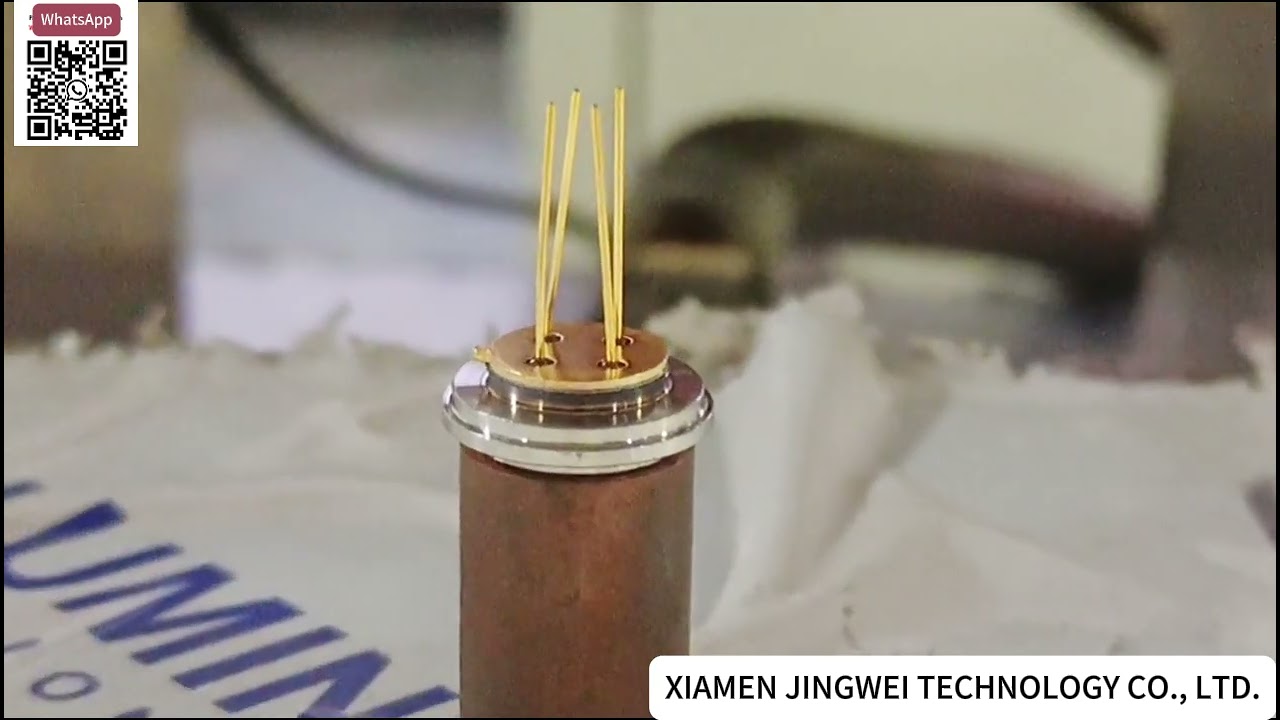 Soldadora por Puntos de Resistencia para Sello de Tapa de Acero Inoxidable a Base Dorada en Sensor TO46 - Demostración