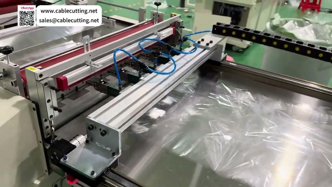 Cortadora de banda con brazo mecánico de tracción y recolección automática para materiales largos, blandos y duros